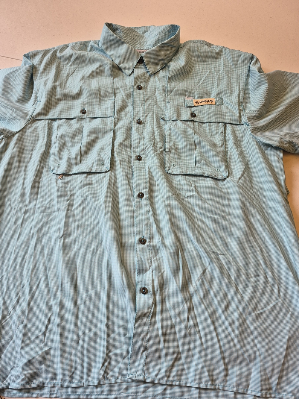 Magellan Outdoors Men’s Light Teal Performance Fishing Shirt